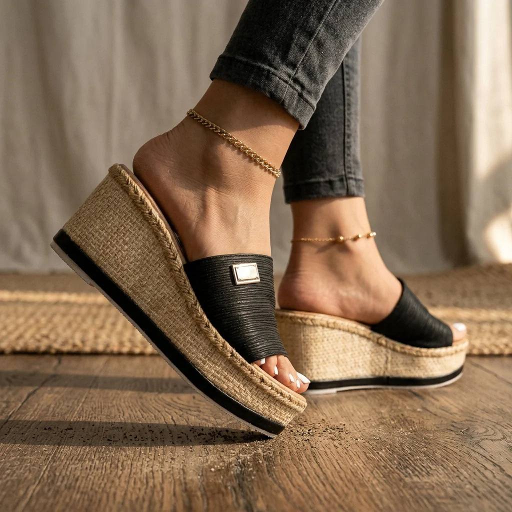 Serena | Braided Platform Wedge Sandals