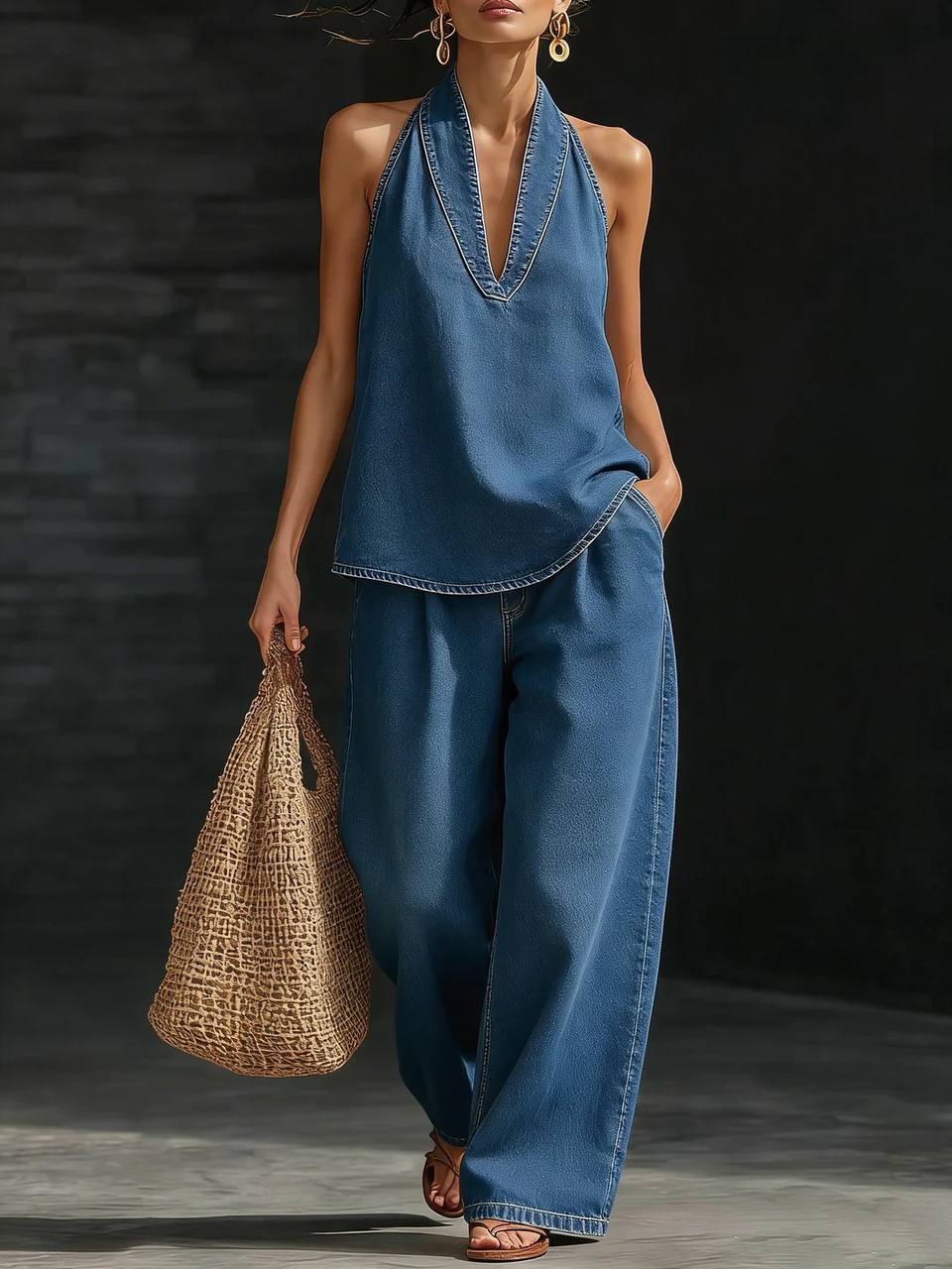 Naomi | Cotton Halter Lounge Set