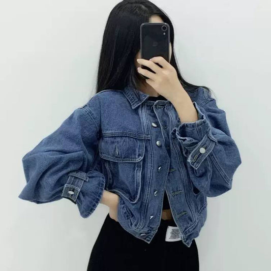 Women's Cropped Cotton Denim Jacket