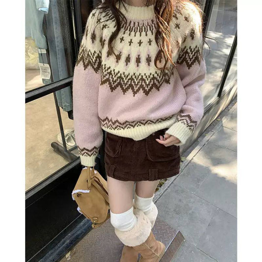 Women's Fair Isle Knit Crew Neck Jumper