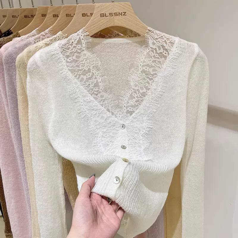 Women's Lace Trim Knit Cardigan
