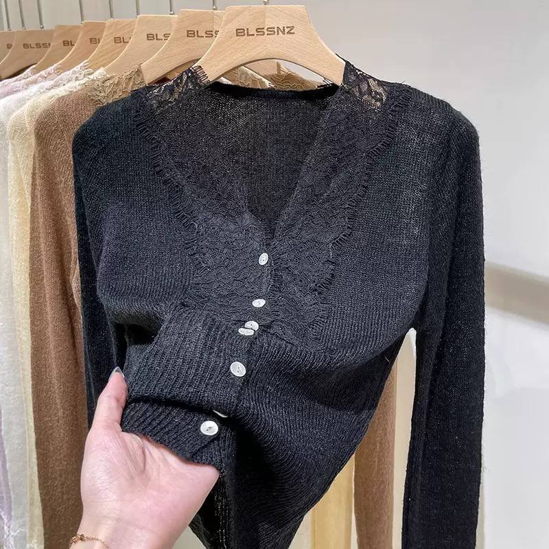 Women's Lace Trim Knit Cardigan