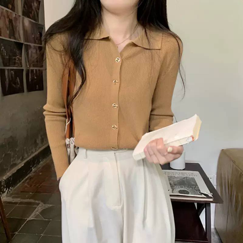 Women's Ribbed Knit  Long Sleeve Slim Fit Cardigan