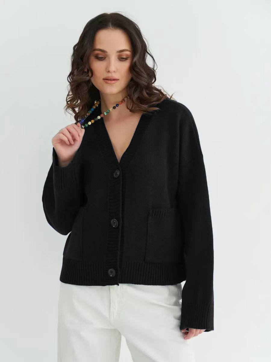 Women's Oversized Button Front V Neck Knit Cardigan