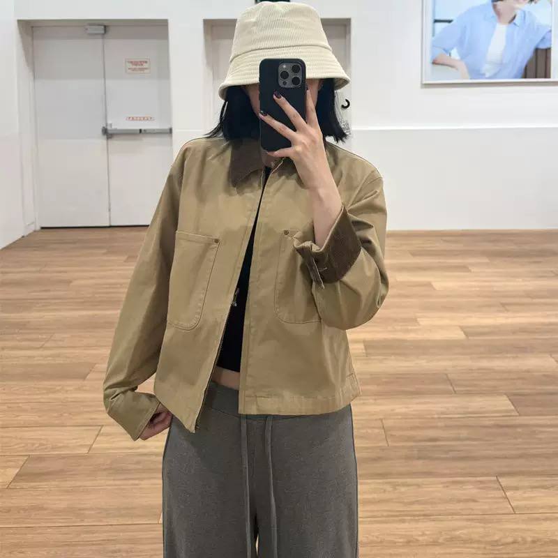 Women's Cropped Zip Up Utility Jacket With Pockets