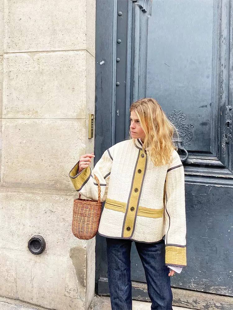 Women's Quilted Contrast Trim Jacket