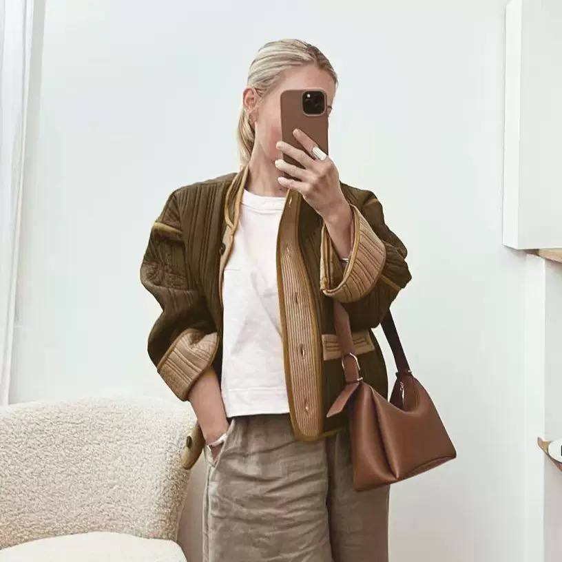 Women's Quilted Contrast Trim Jacket