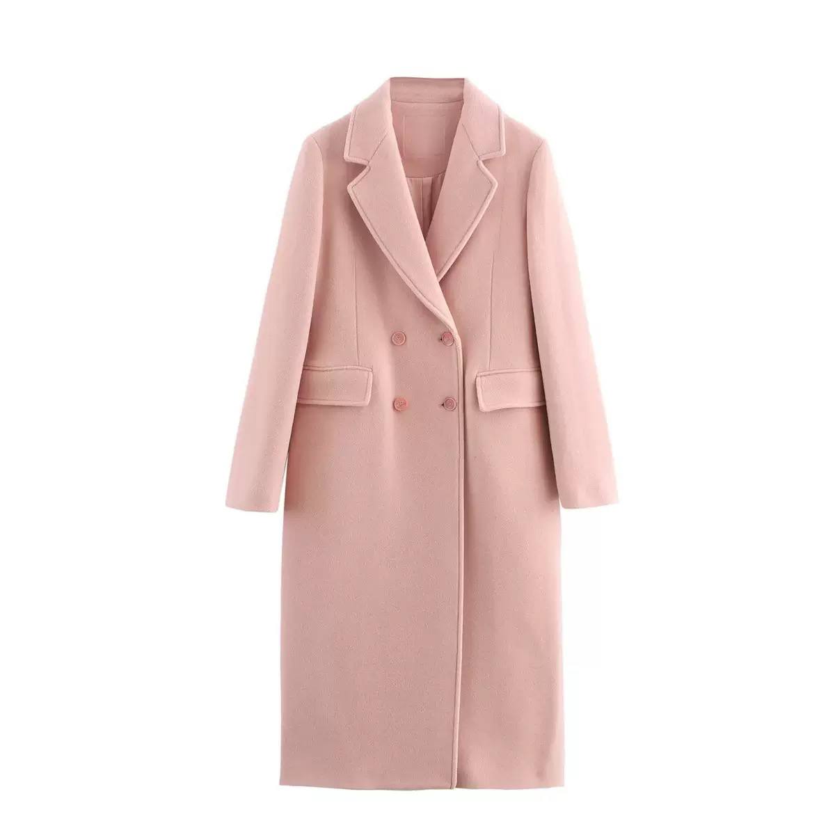 Women's Double Breasted Long Wool Blend Coat