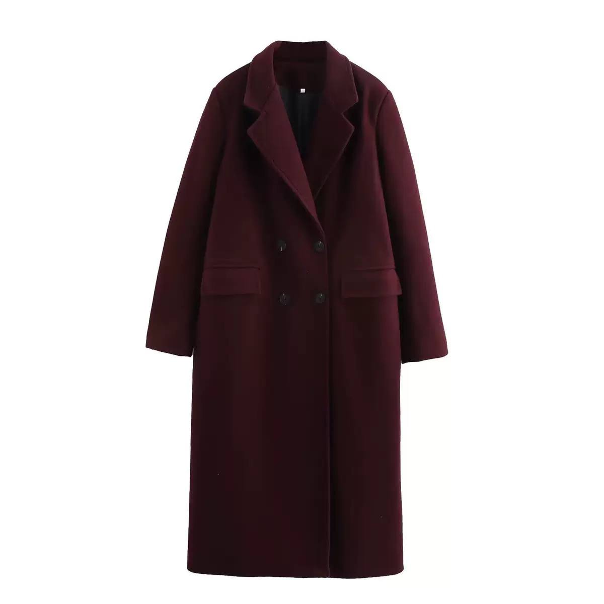 Women's Double Breasted Long Wool Blend Coat