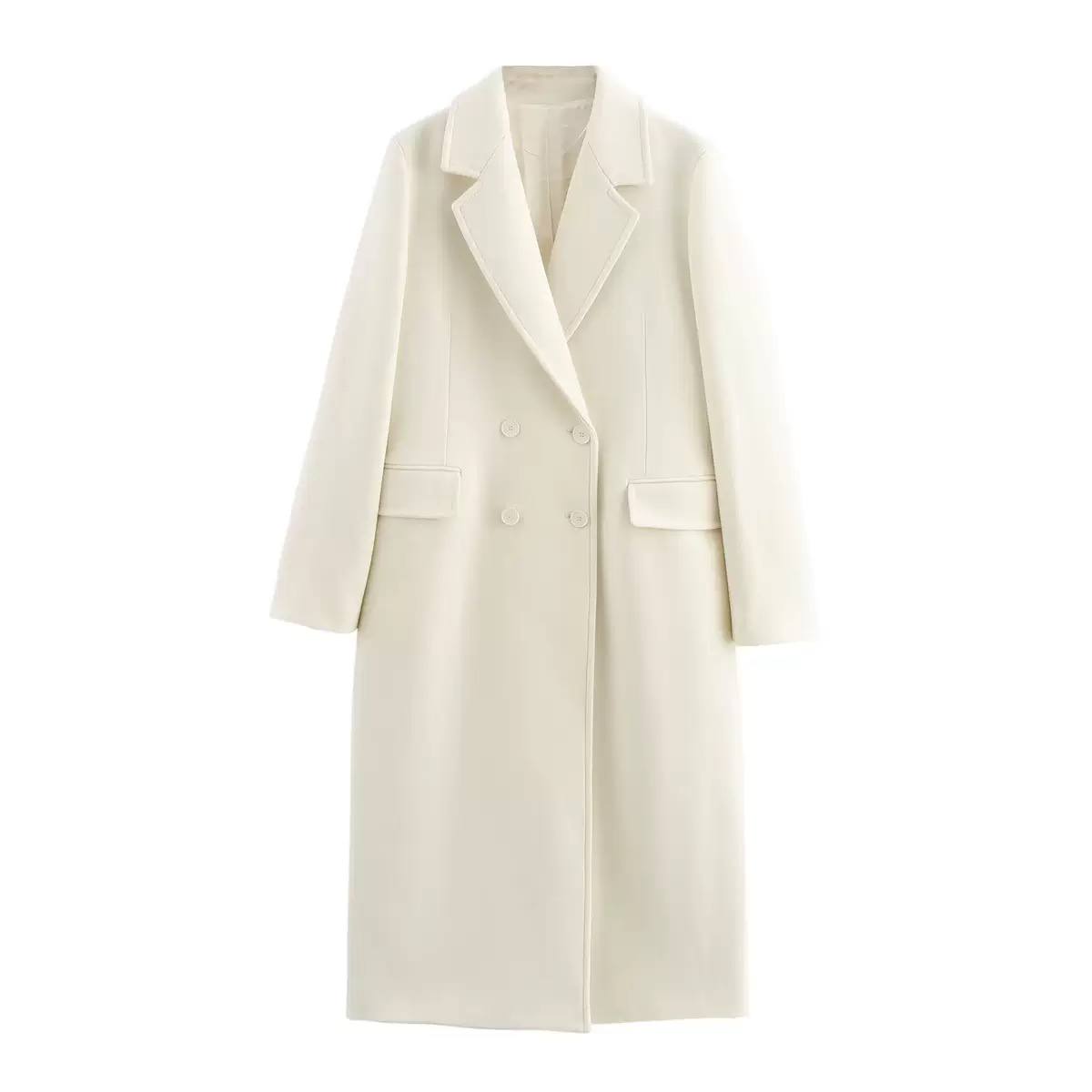 Women's Double Breasted Long Wool Blend Coat