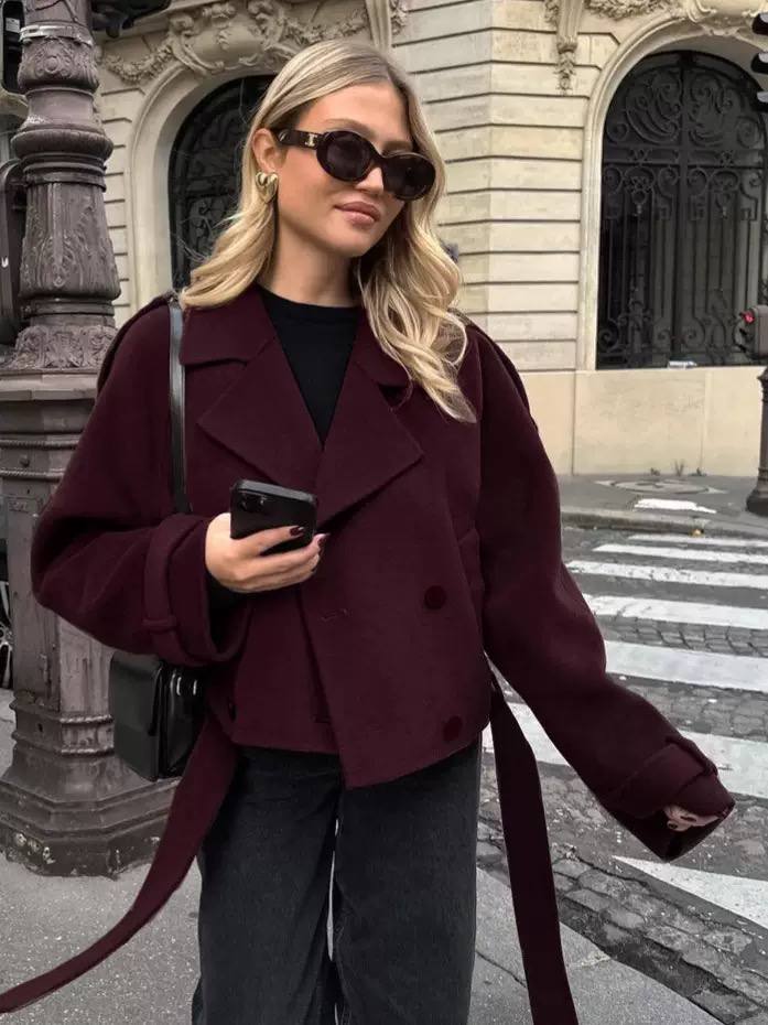 Women's Cropped Belted Jacket