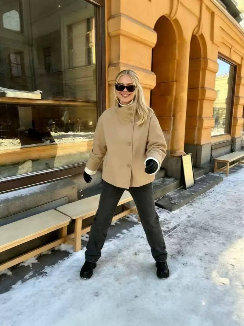 Women's Oversized High Neck Button Jacket