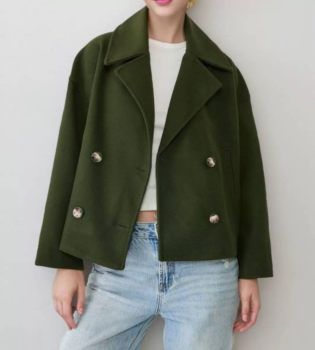Women's Double Breasted Short Lapel Peacoat