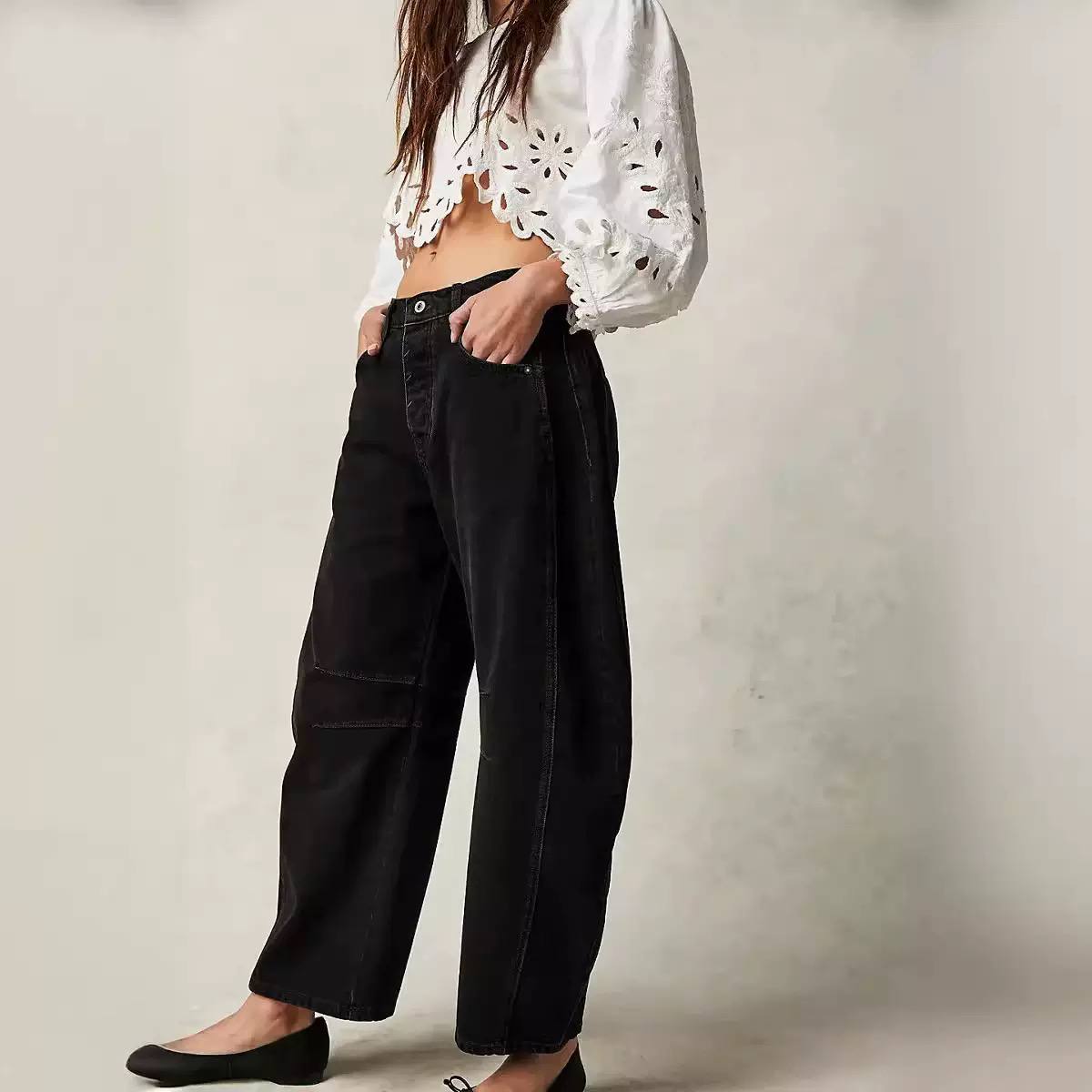 Women's High Waisted Barrel Leg Jeans