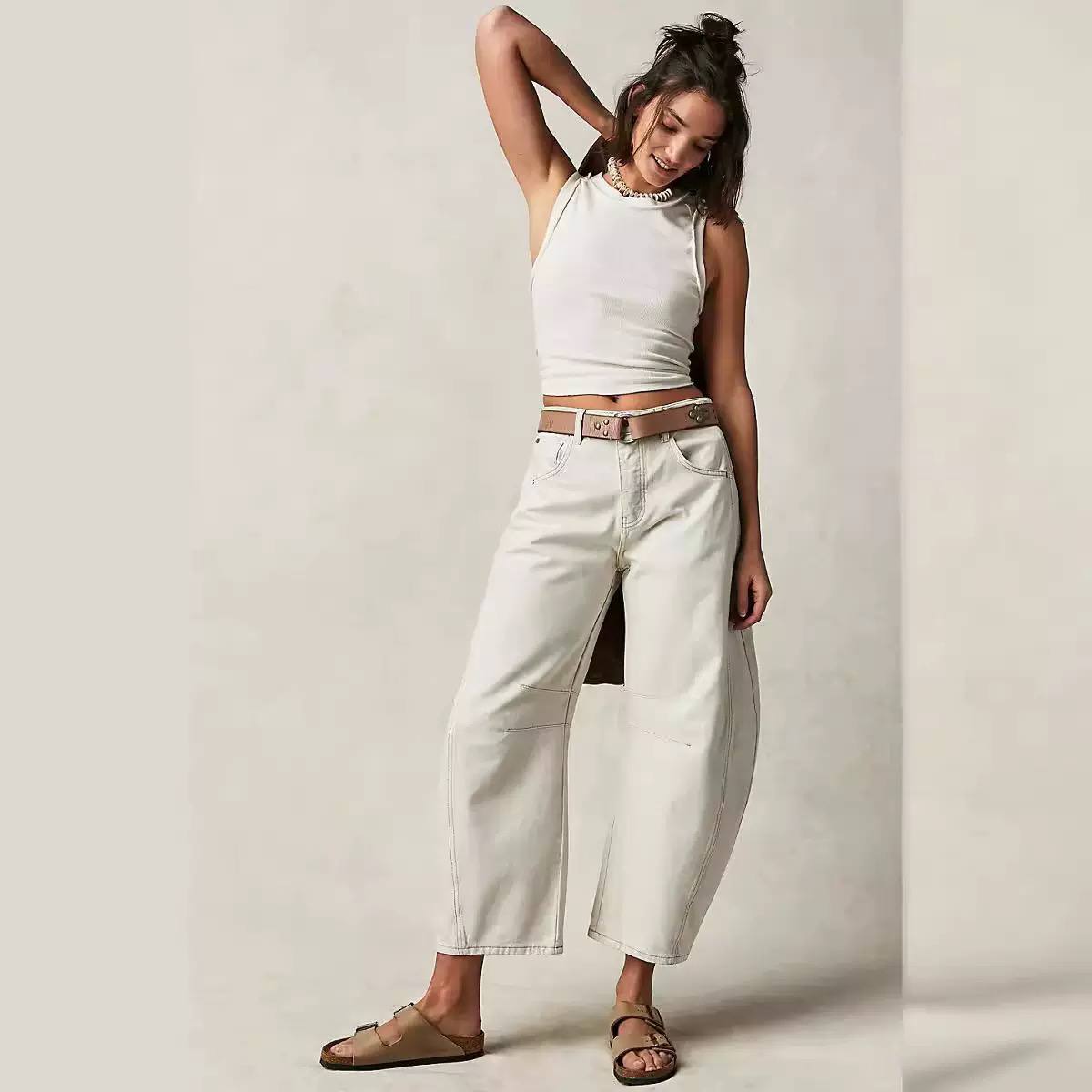 Women's High Waisted Barrel Leg Jeans