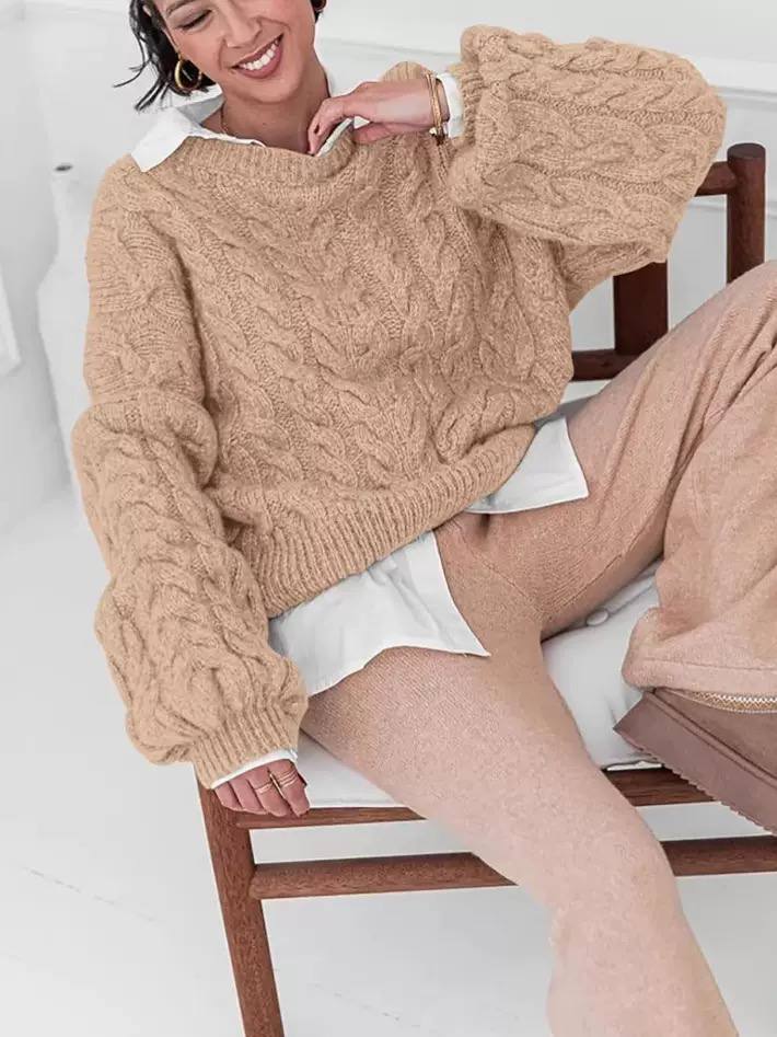 Women's Oversized Cable Knit Chunky Sweater