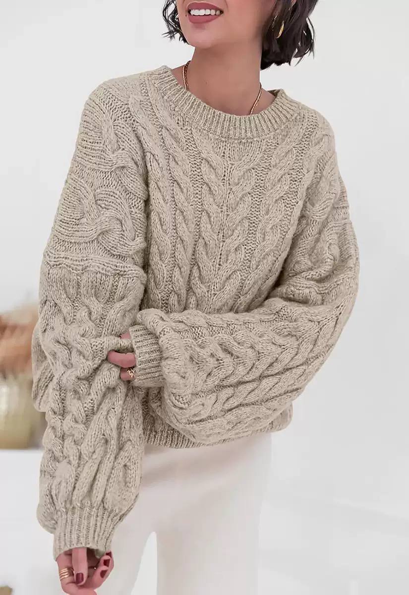 Women's Oversized Cable Knit Chunky Sweater