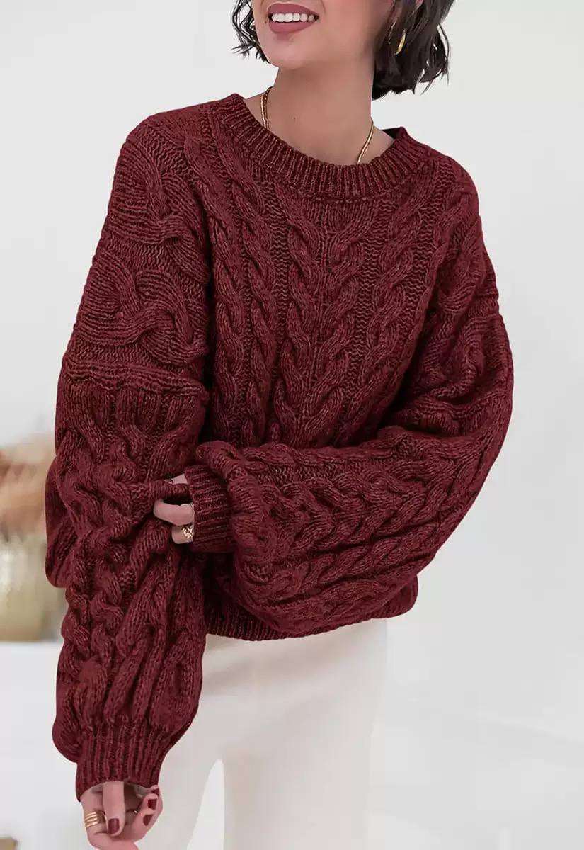 Women's Oversized Cable Knit Chunky Sweater