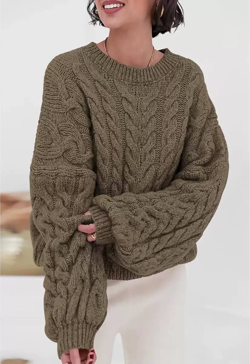 Women's Oversized Cable Knit Chunky Sweater