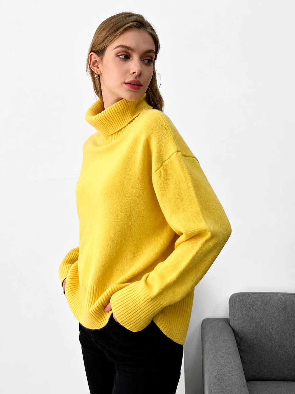 Women's Oversized Turtleneck Knit Sweater