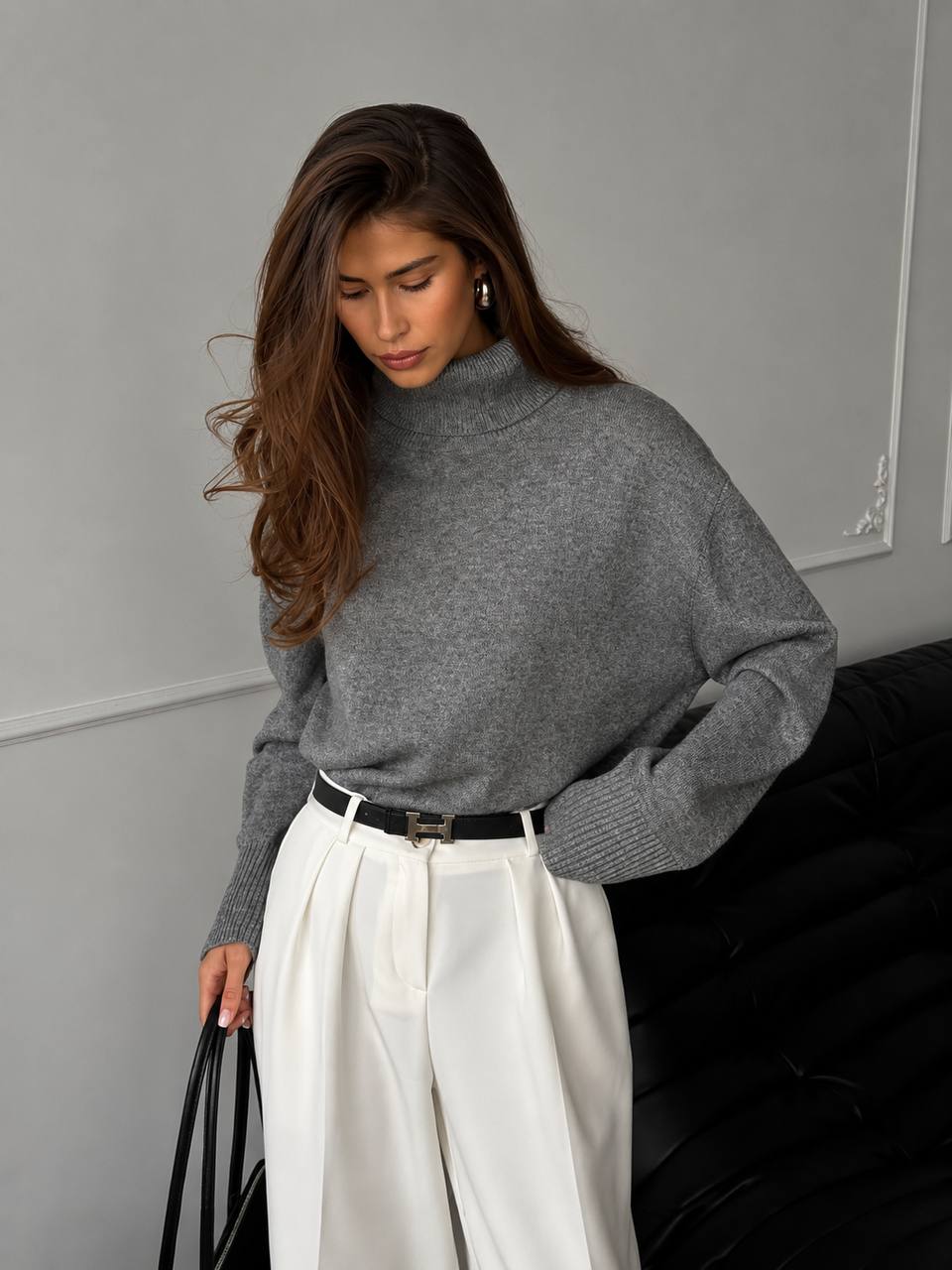 Women's Oversized Turtleneck Knit Sweater