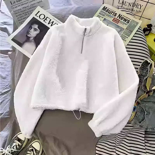 Women's Sherpa Fleece Half Zip Oversized Sweatshirt