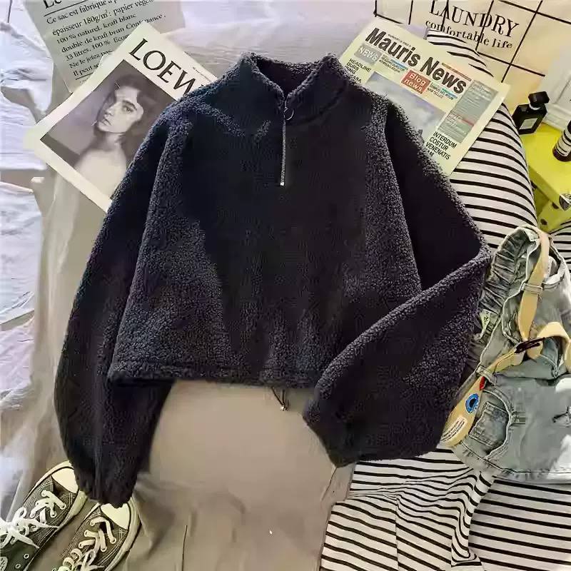 Women's Sherpa Fleece Half Zip Oversized Sweatshirt