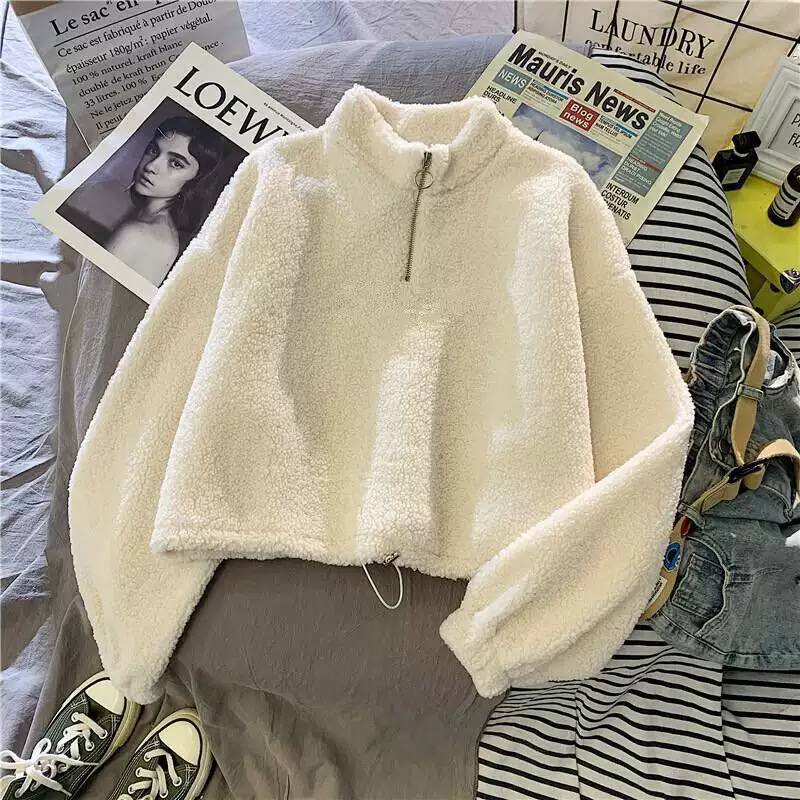 Women's Sherpa Fleece Half Zip Oversized Sweatshirt