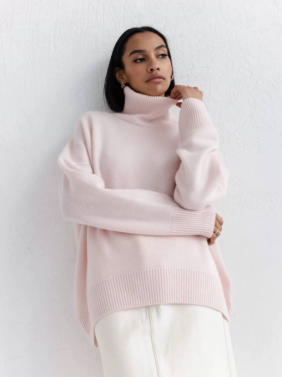 Women's Oversized Turtleneck Knit Sweater