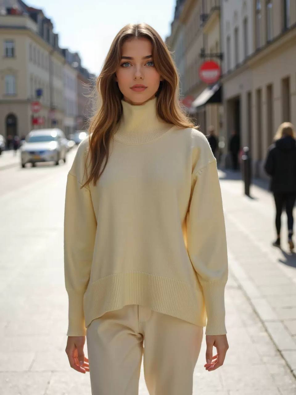 Women's Oversized Turtleneck Knit Sweater