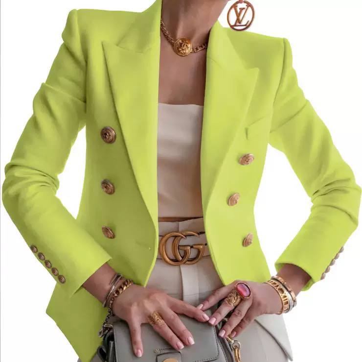 Women's Double Breasted Tailored Cotton Blazer