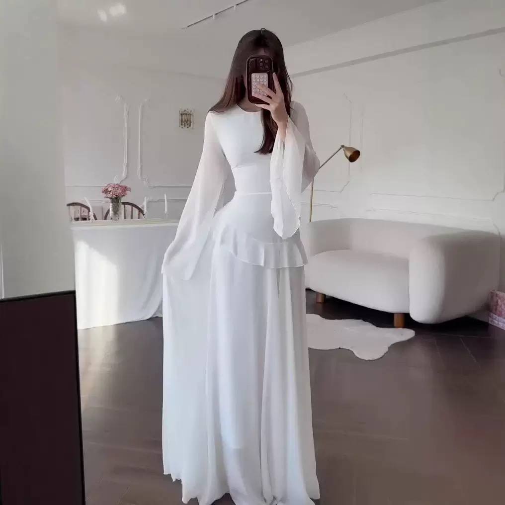 Women's Chiffon Ruffle Tie Back Maxi Dress