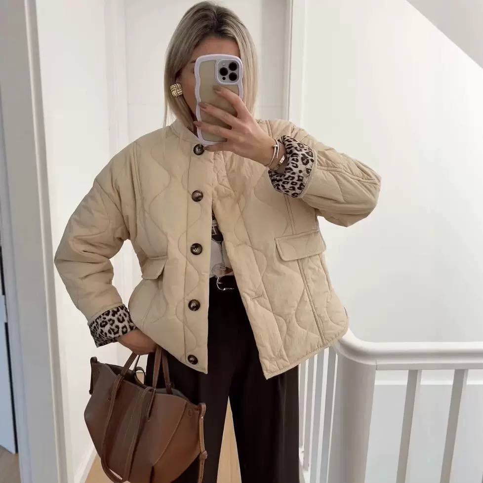 Women's Quilted Leopard Cuff Jacket