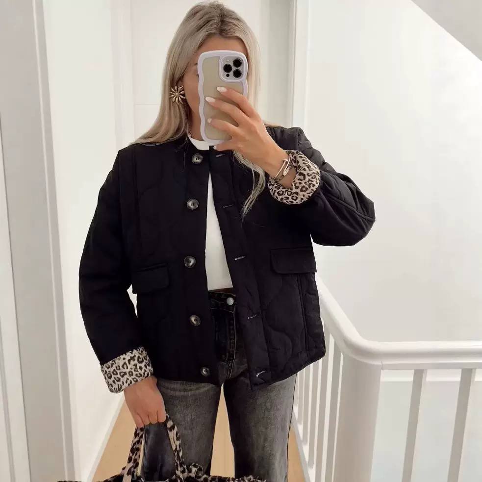 Women's Quilted Leopard Cuff Jacket