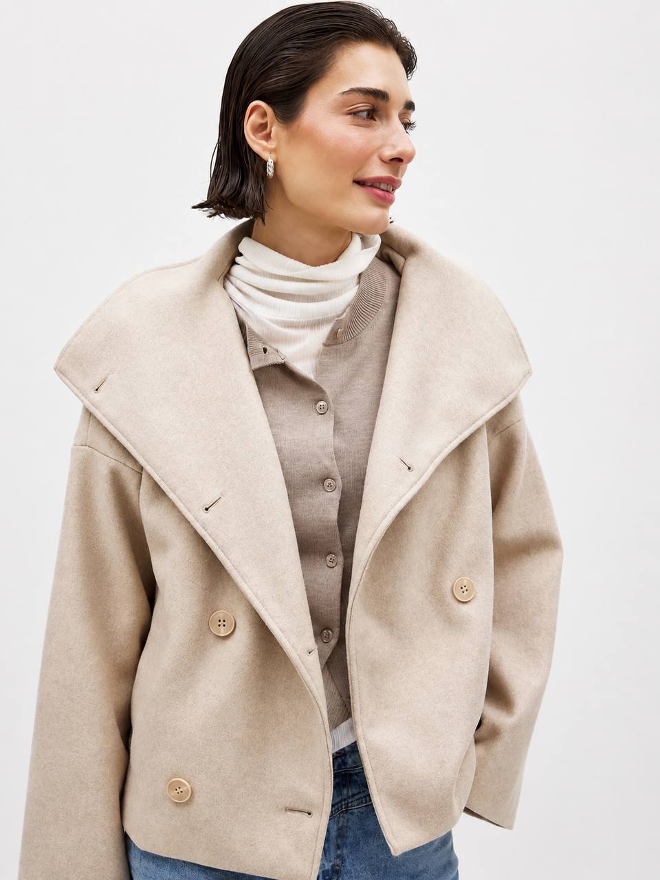 Women's Oversized High Collar Wool Blend Peacoat