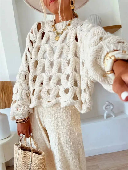 Women's Chunky Open Knit Hollow Out Sweater