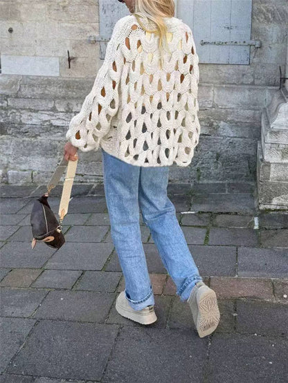 Women's Chunky Open Knit Hollow Out Sweater