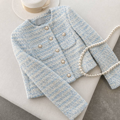 Women's Pearl Button Tweed Cropped Jacket