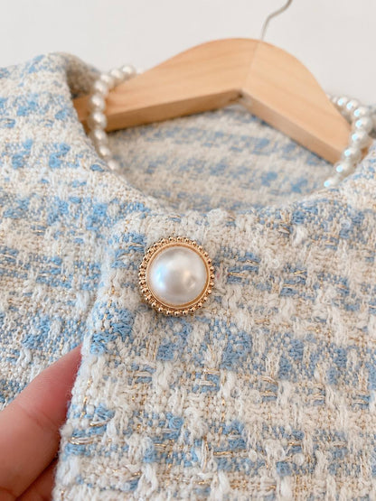 Women's Pearl Button Tweed Cropped Jacket