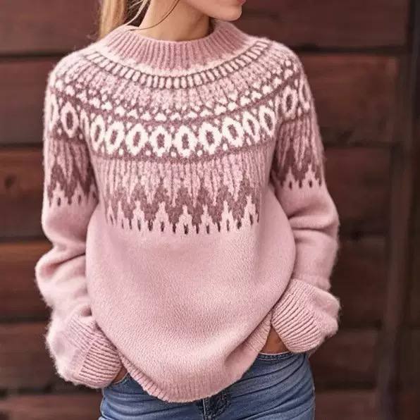 Women's Fair Isle Crew Neck Knit Sweater