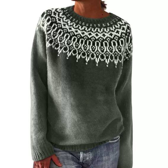 Women's Fair Isle Crew Neck Knit Sweater