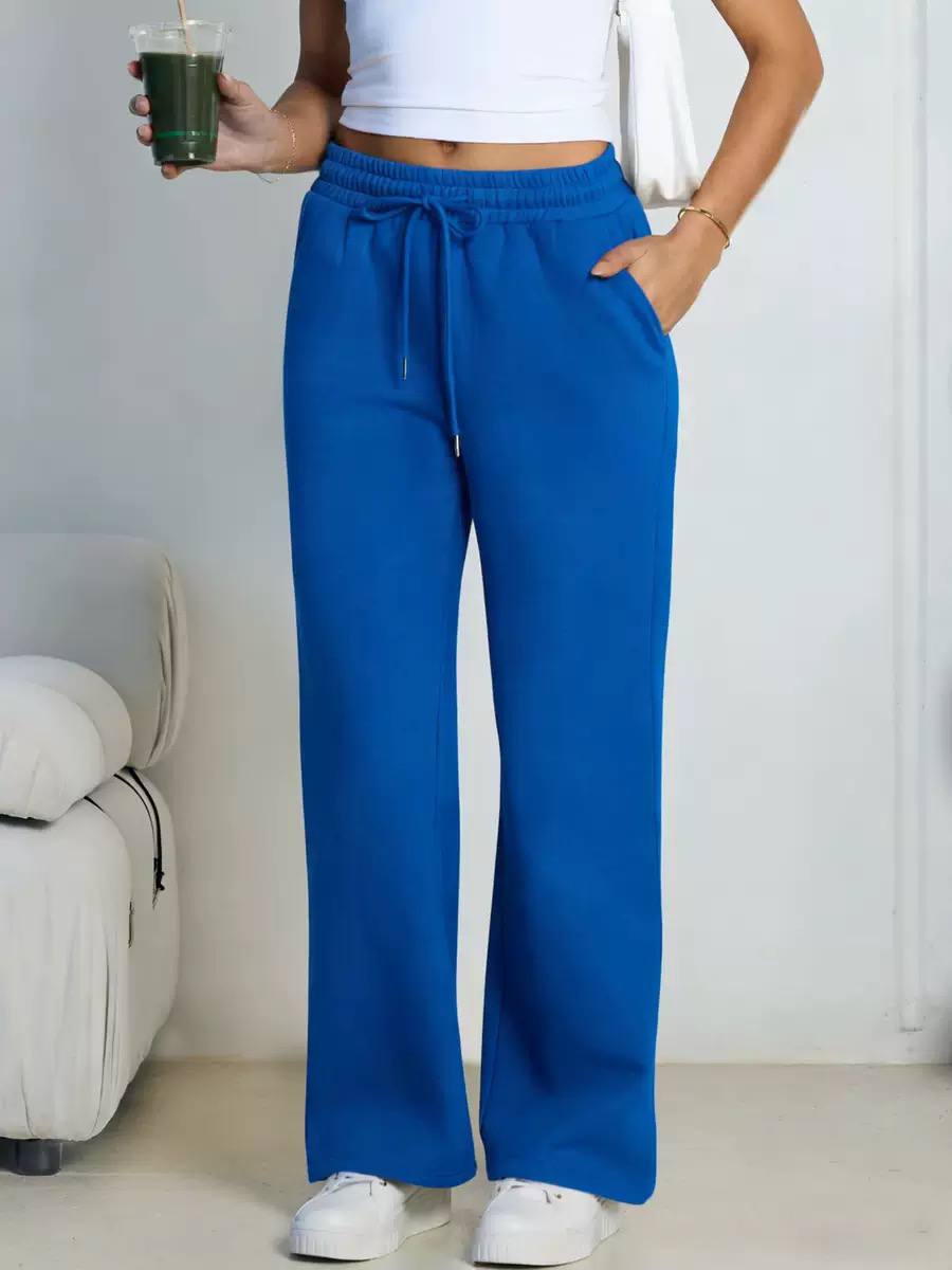 Women's Drawstring Wide Leg Lounge Pants