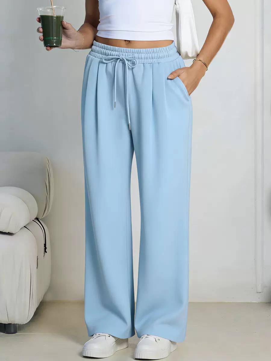 Women's Drawstring Wide Leg Lounge Pants