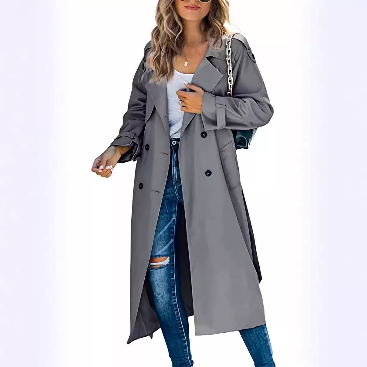 Women’s Classic Long Double-Breasted Trench Coat