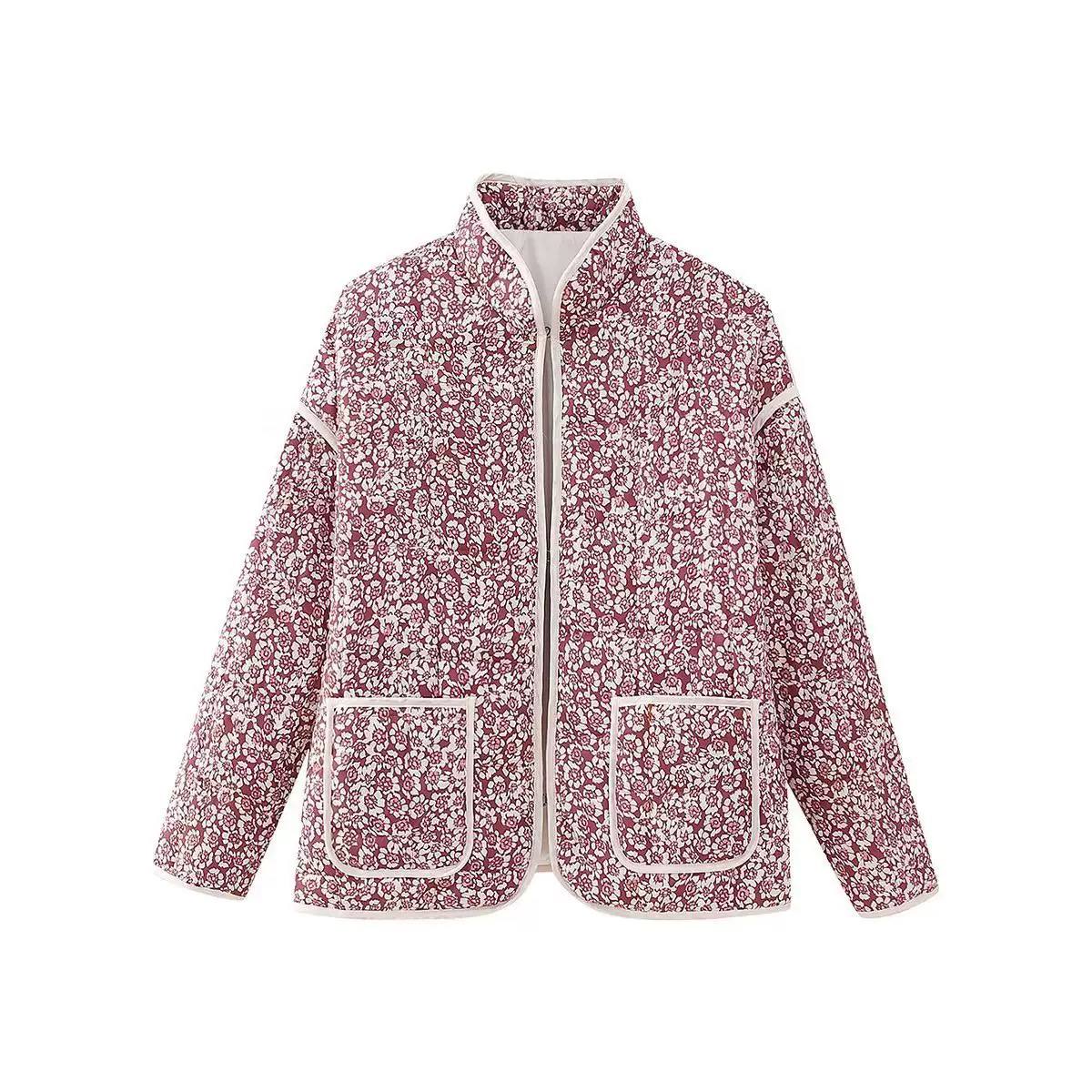 Women’s Floral Long Sleeve Zip-Up Jacket with Pockets