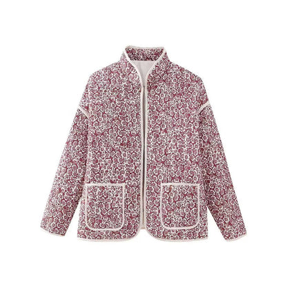 Women’s Floral Long Sleeve Zip-Up Jacket with Pockets
