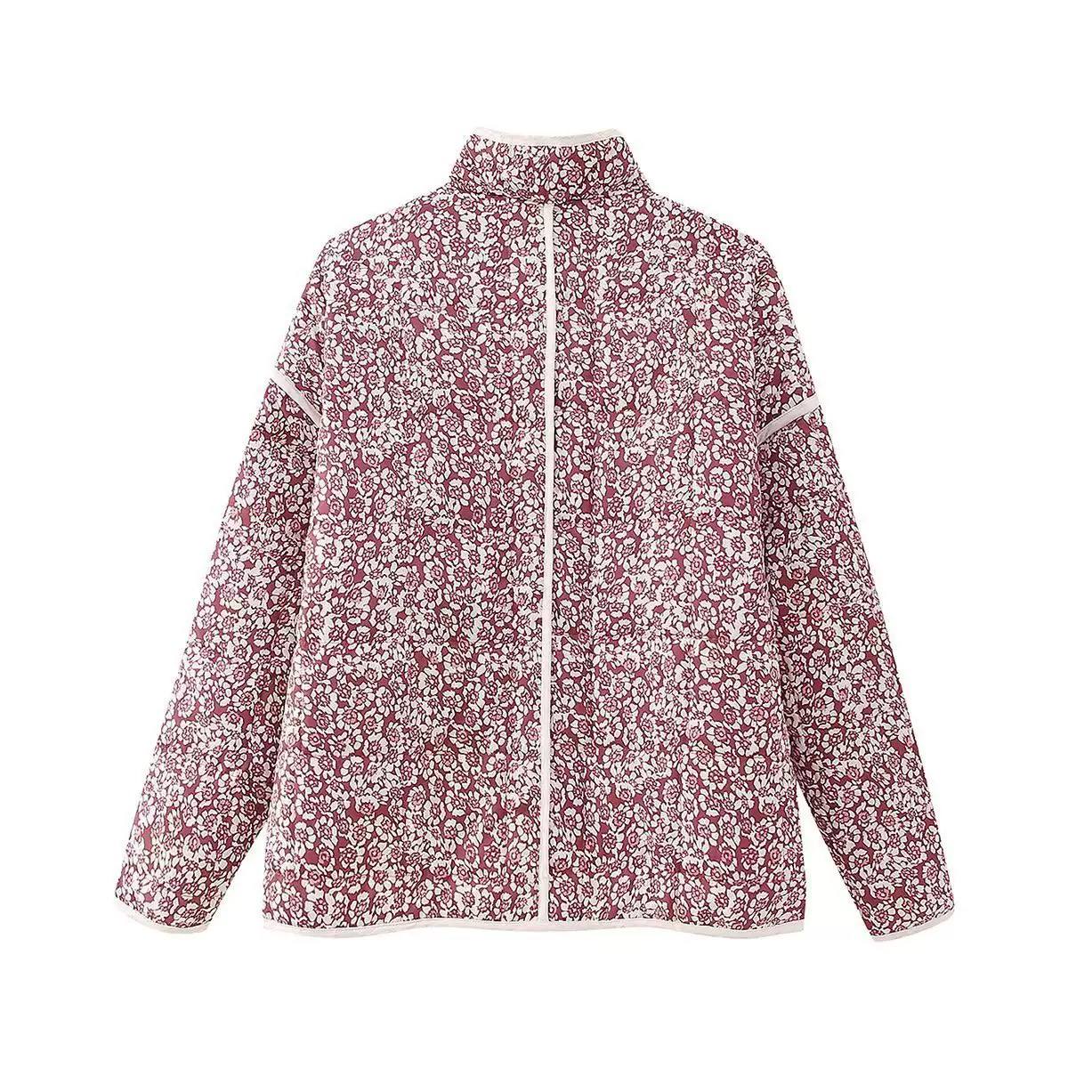 Women’s Floral Long Sleeve Zip-Up Jacket with Pockets