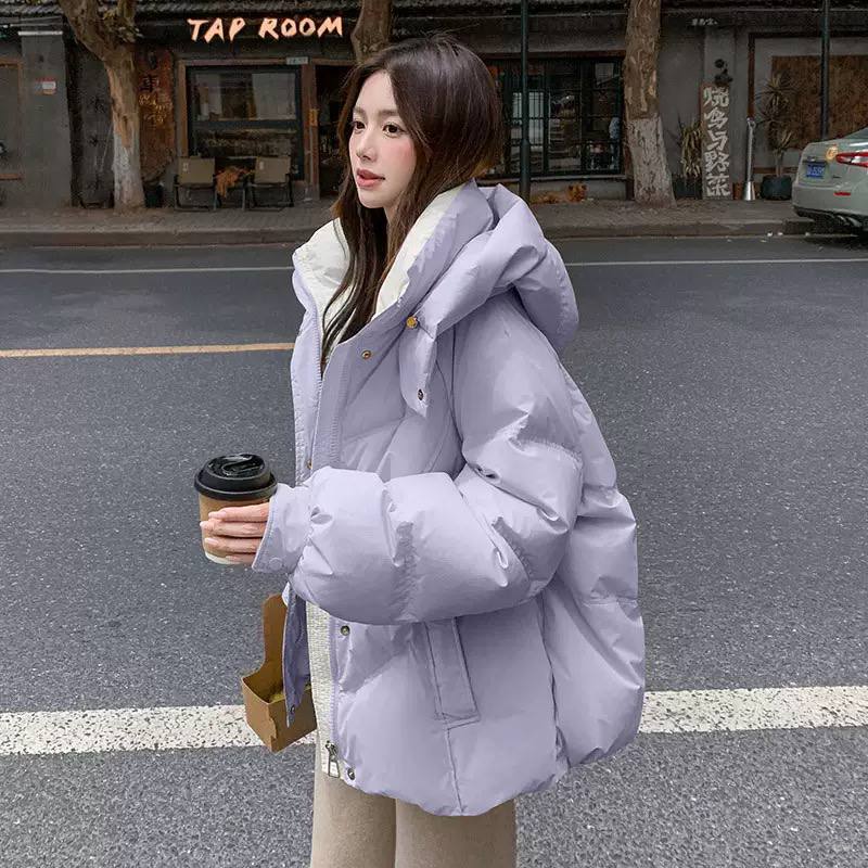 Puffer Jacket – Quilted Design, Snap Button Front, Oversized Hood & Relaxed Fit