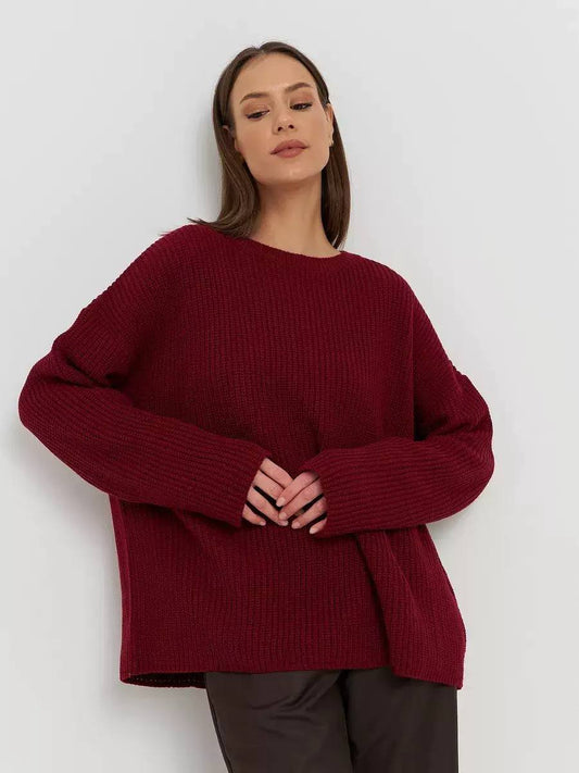 Oversized Knit Sweater – Long Sleeve, Crew Neck & Relaxed Fit