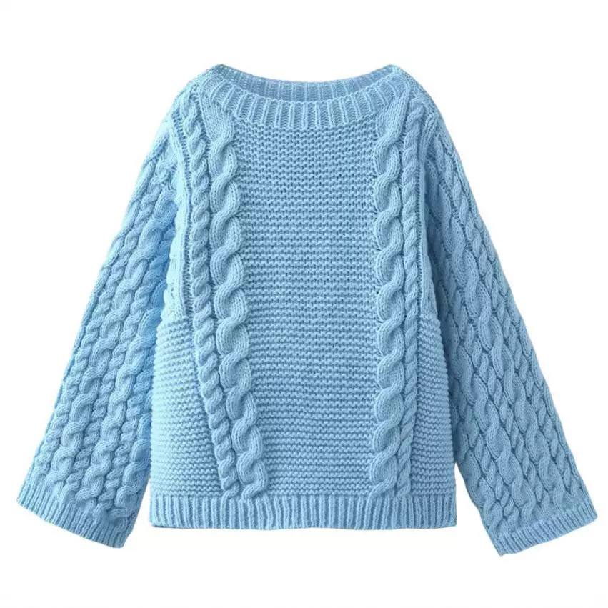 Chunky Braided Knit Long Sleeve Sweater